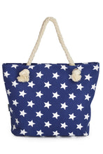 Load image into Gallery viewer, Blue Star Canvas Tote with Tied Rope Handles