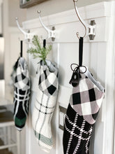 Load image into Gallery viewer, Plaid black and green decorative Christmas stocking