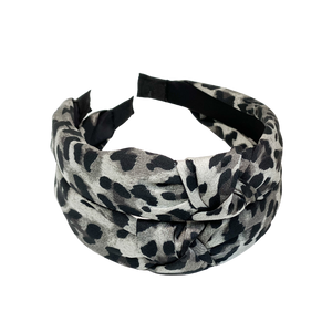 Leopard print top knot headband (2 color options)