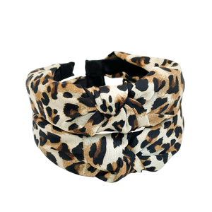 Leopard print top knot headband (2 color options)