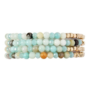 Stretchy natural stone and glass bracelet (6 color options)