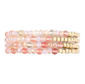 Stretchy natural stone and glass bracelet (6 color options)