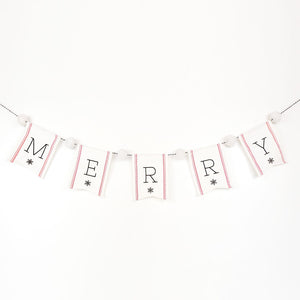 "Merry" canvas banner with pom-poms