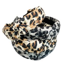 Load image into Gallery viewer, Leopard print top knot headband (2 color options)
