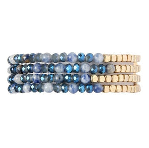 Stretchy natural stone and glass bracelet (6 color options)