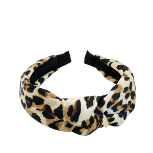 Leopard print top knot headband (2 color options)