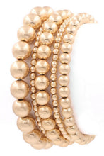 Load image into Gallery viewer, Gold ball stretchy stacking bracelets (set of 5)
