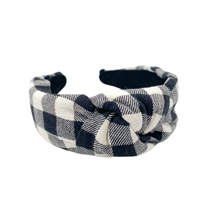 Buffalo check top-knot headband