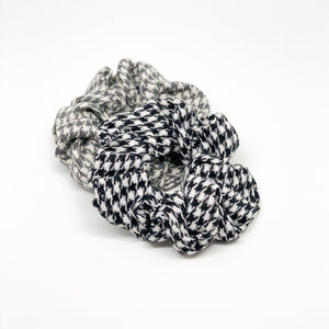 Houndstooth Pattern Hair Scrunchies (set of 2)