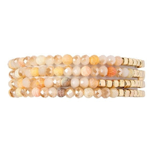 Stretchy natural stone and glass bracelet (6 color options)