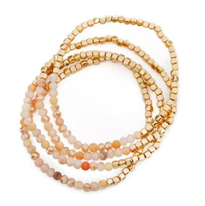 Stretchy natural stone and glass bracelet (6 color options)