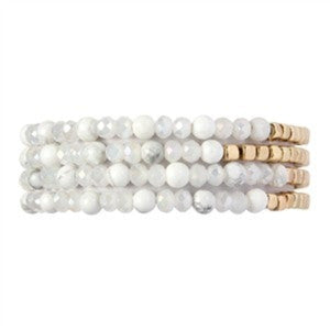 Stretchy natural stone and glass bracelet (6 color options)